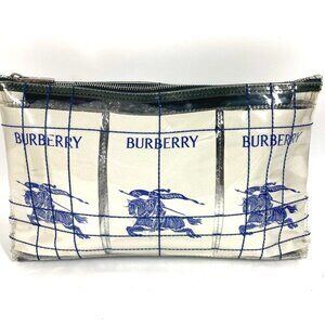 BURBERRY EKD Travel Pouch Logo Clutch bag bag pouch Vinyl clear/blue